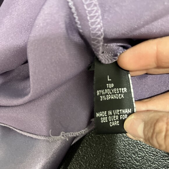 Iz Byer California Y2K Satin Top Womens Size L Purple Halter Neck Chiffon Ruffle - Picture 7 of 8